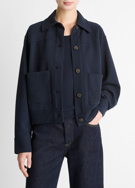 Double-Face Cropped Jacket in Jackets COASTAL BLUE | VINCE Women