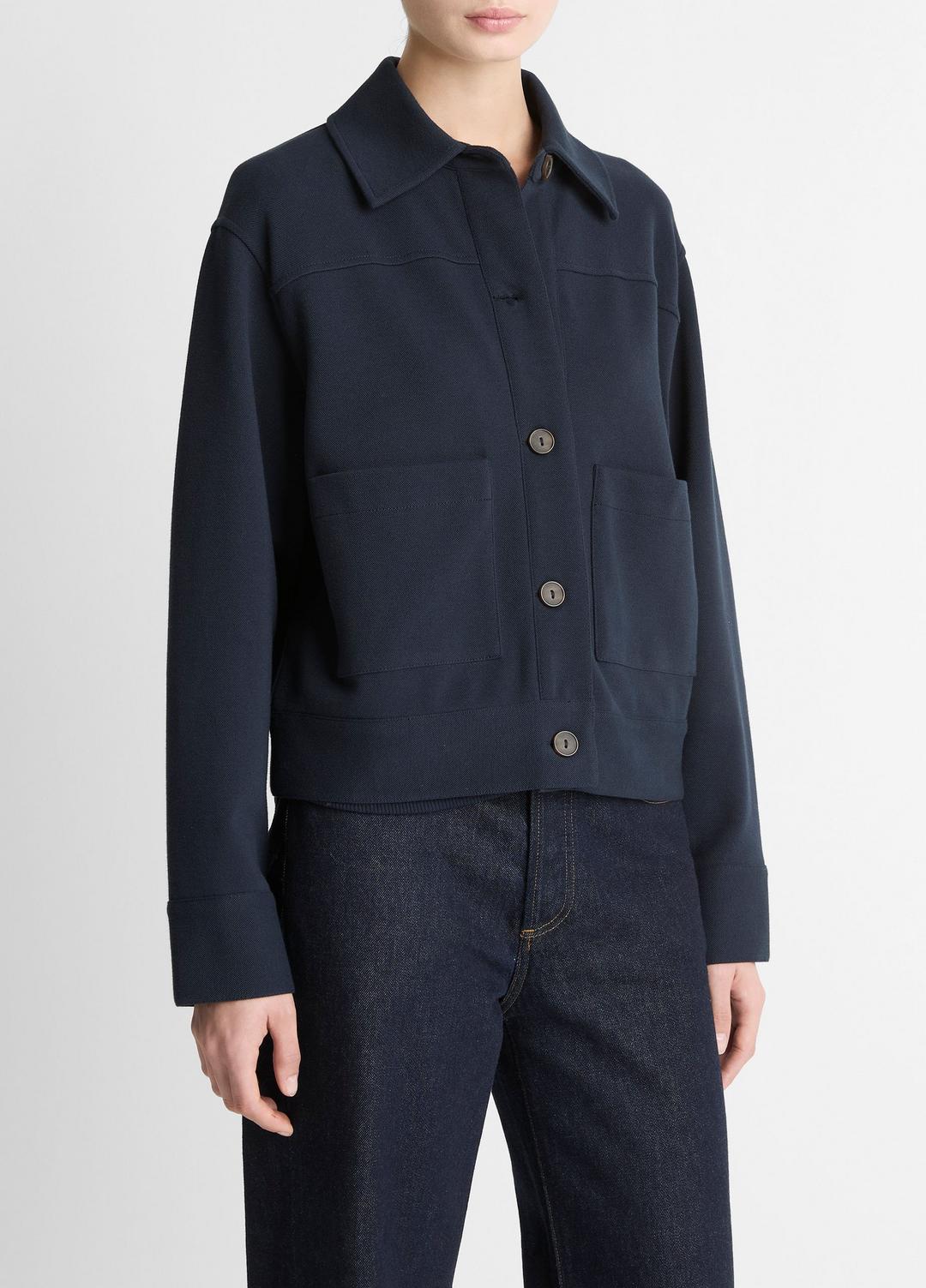 Double-Face Cropped Jacket in Jackets COASTAL BLUE | VINCE Women
