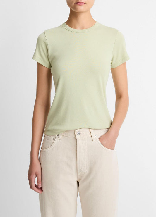 Pima Cotton-Blend '90s Shrunken T-Shirt in Short Sleeve PALE FERN | VINCE Women