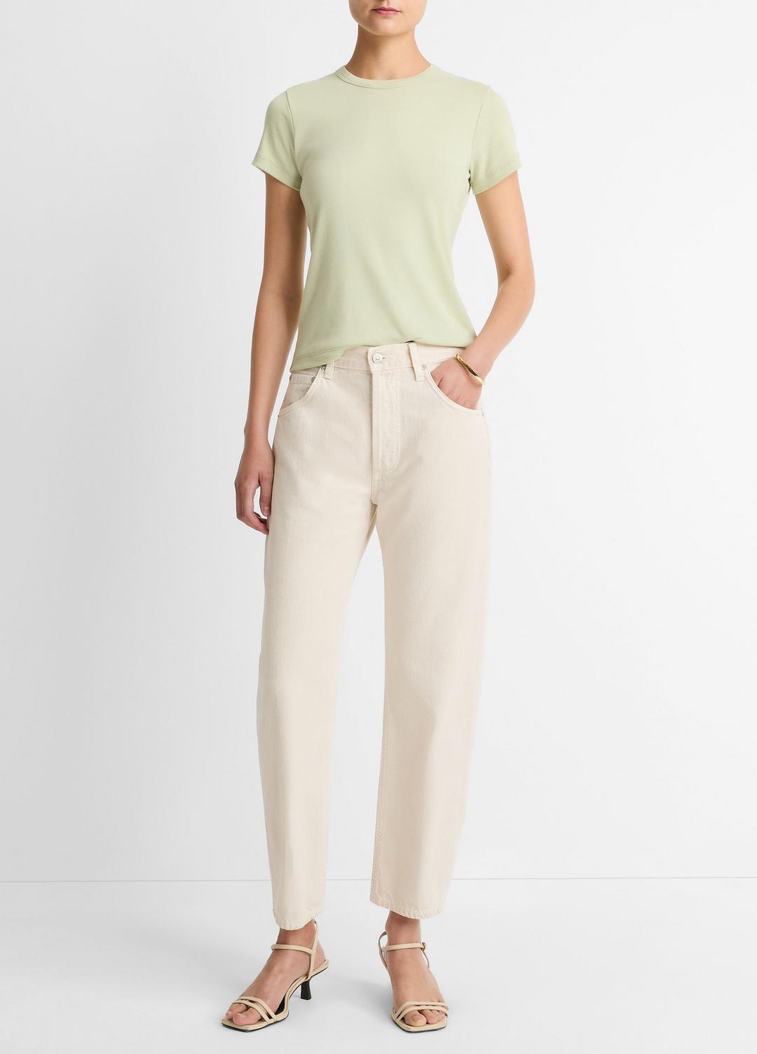 Pima Cotton-Blend '90s Shrunken T-Shirt in Short Sleeve PALE FERN | VINCE Women