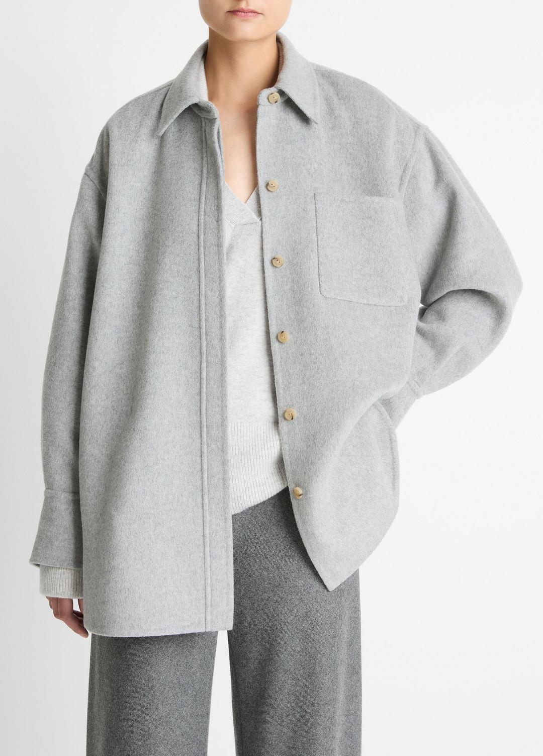 Double-Face Wool & Cashmere-Blend Shirt Jacket in Jackets HEATHER GREY | VINCE Women