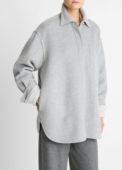 Double-Face Wool & Cashmere-Blend Shirt Jacket in Jackets HEATHER GREY | VINCE Women