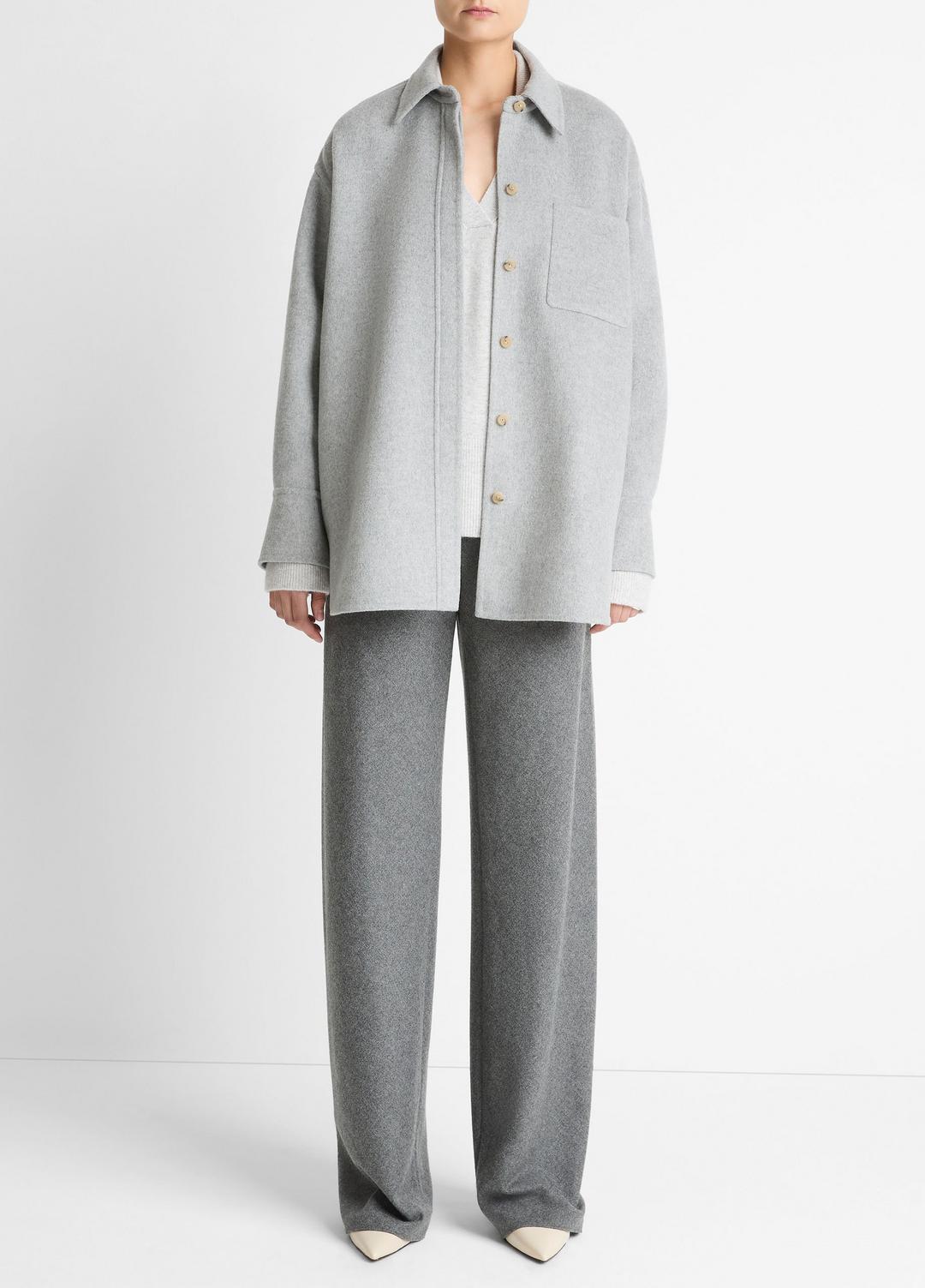 Double-Face Wool & Cashmere-Blend Shirt Jacket in Jackets HEATHER GREY | VINCE Women