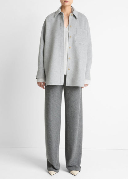 Double-Face Wool & Cashmere-Blend Shirt Jacket in Jackets HEATHER GREY | VINCE Women