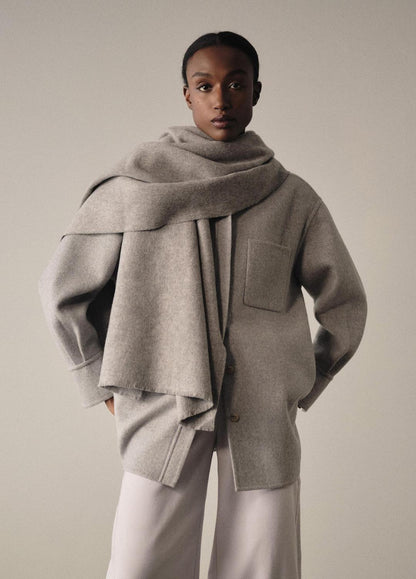 Double-Face Wool & Cashmere-Blend Shirt Jacket in Jackets HEATHER GREY | VINCE Women