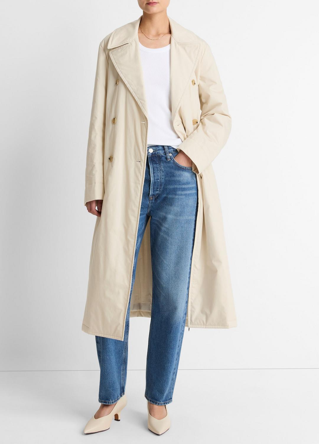 Padded Cotton Long Coat in Coats WHITE TEA | VINCE Women