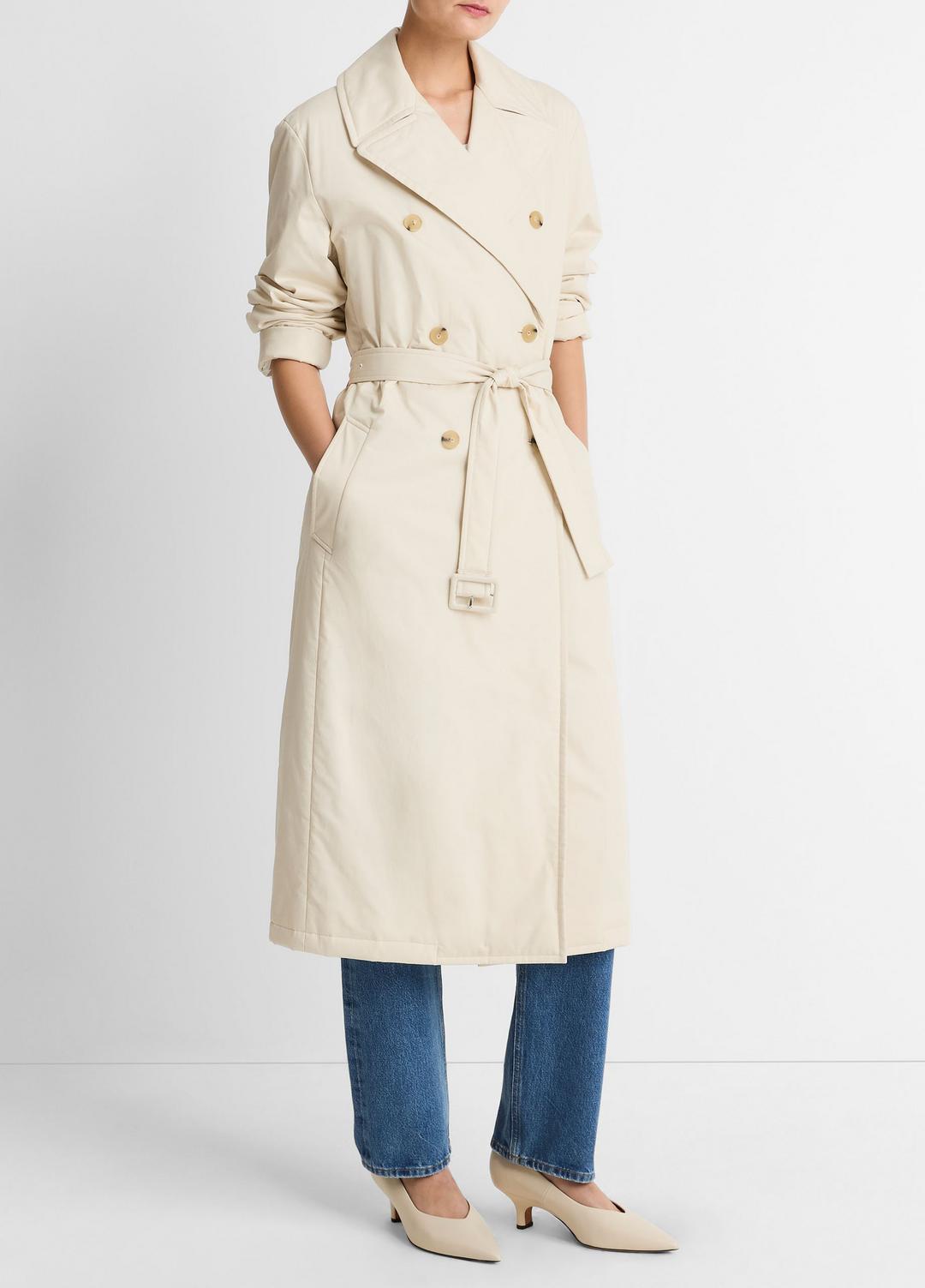 Padded Cotton Long Coat in Coats WHITE TEA | VINCE Women