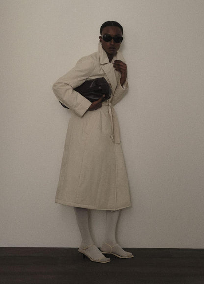 Padded Cotton Long Coat in Coats WHITE TEA | VINCE Women