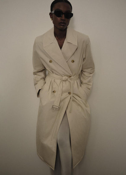 Padded Cotton Long Coat in Coats WHITE TEA | VINCE Women