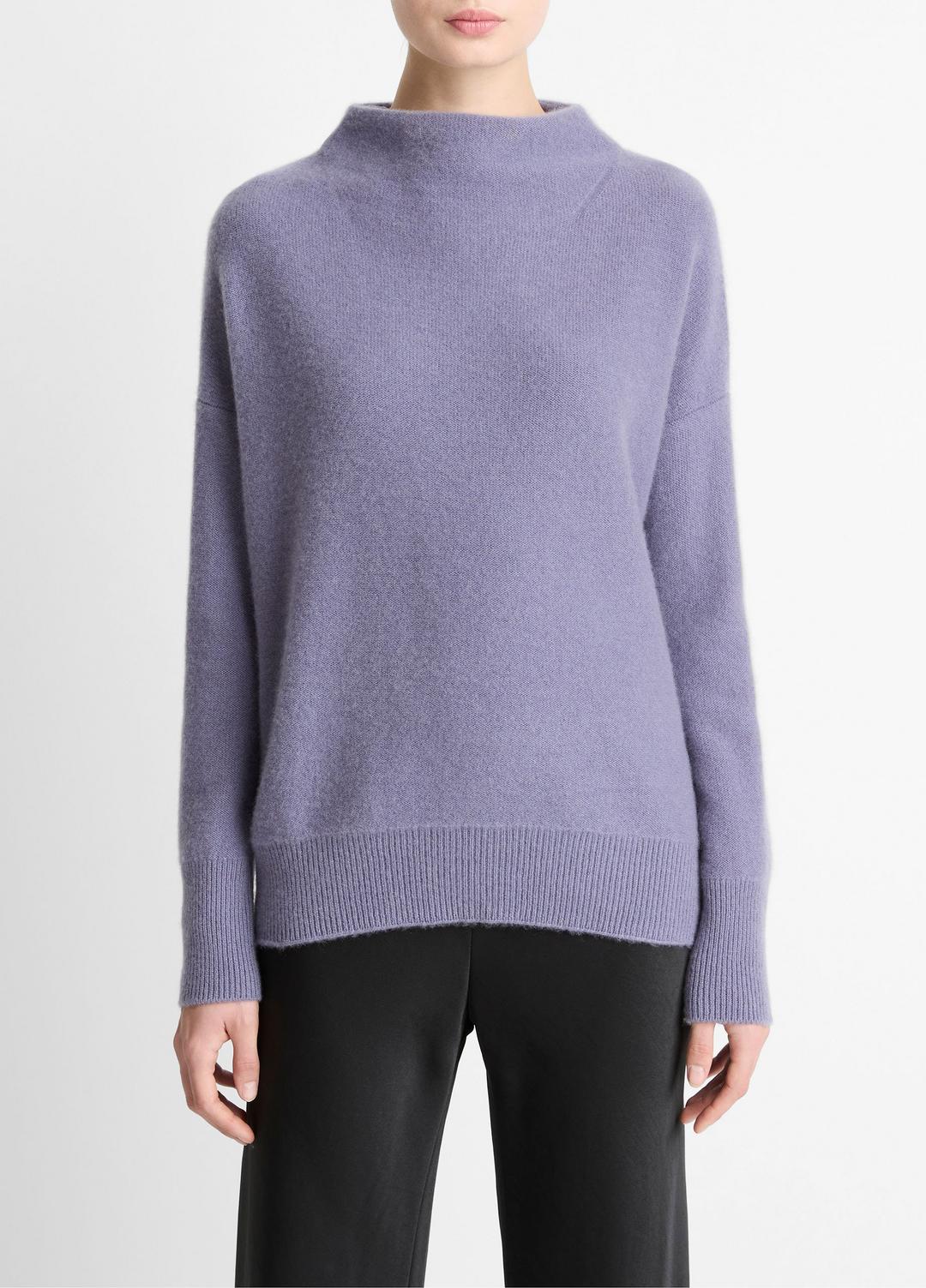 Plush Cashmere Funnel-Neck Sweater in Turtleneck MAUVE IRIS | VINCE Women
