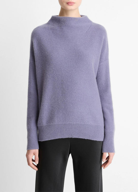 Plush Cashmere Funnel-Neck Sweater in Turtleneck MAUVE IRIS | VINCE Women