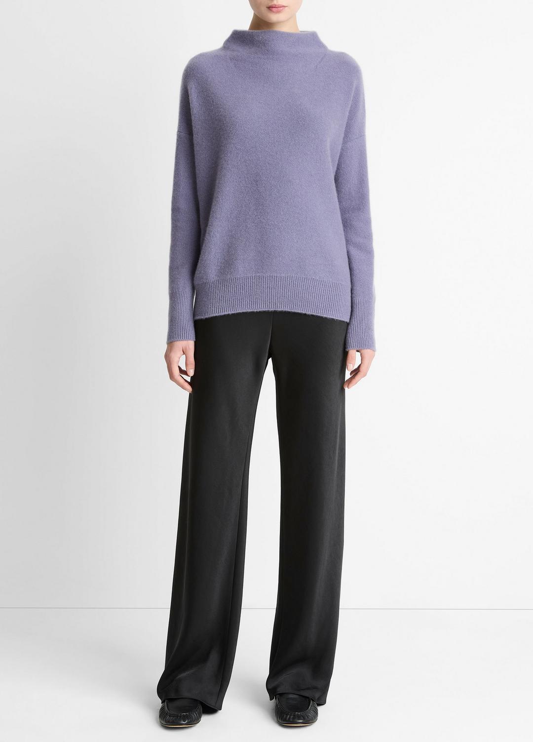 Plush Cashmere Funnel-Neck Sweater in Turtleneck MAUVE IRIS | VINCE Women