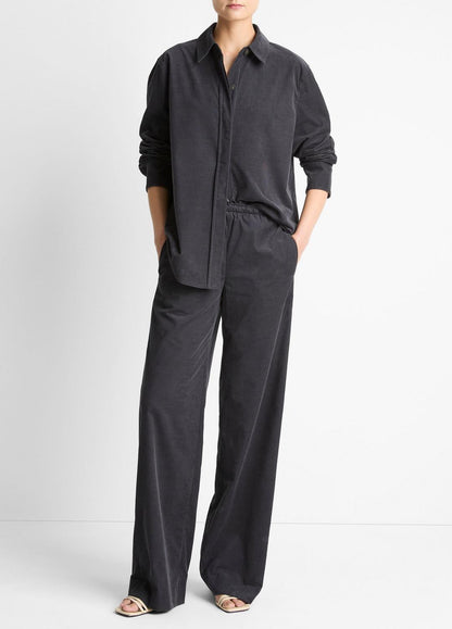 Cotton Corduroy Oversized Shirt in Long Sleeve GRAPHITE | VINCE Women