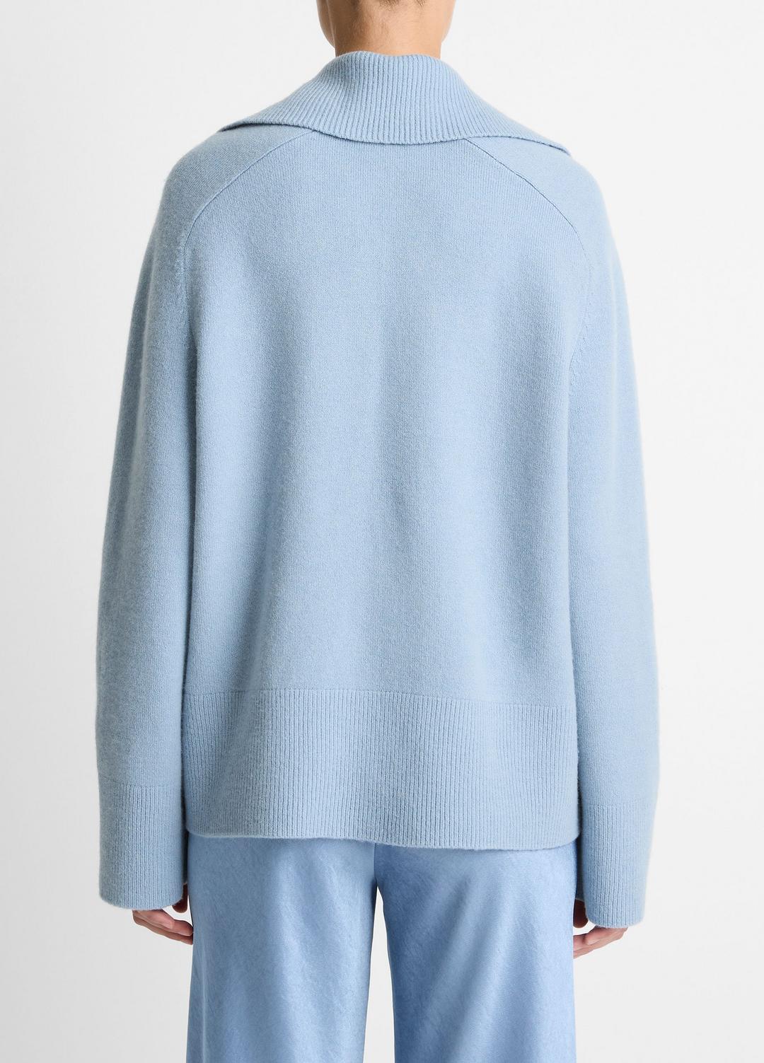 Wool & Cashmere-Blend Oversized Polo Sweater in V-Neck PACIFIC | VINCE Women