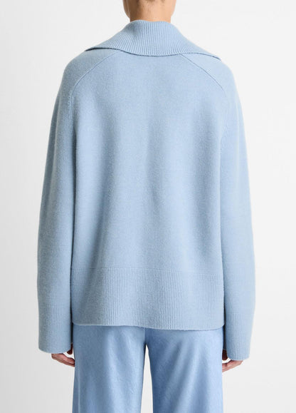 Wool & Cashmere-Blend Oversized Polo Sweater in V-Neck PACIFIC | VINCE Women