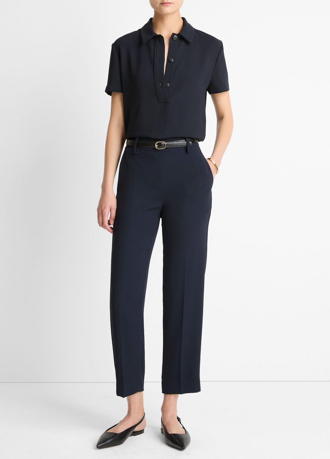 Crepe Tapered Pull-On Pant in Trousers COASTAL BLUE | VINCE Women