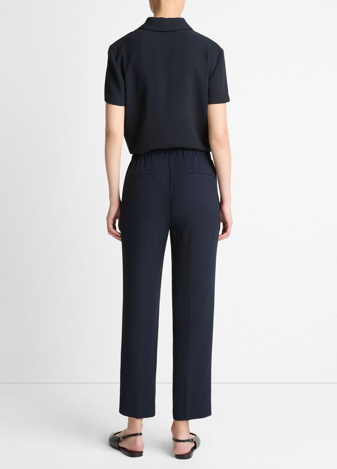Crepe Tapered Pull-On Pant in Trousers COASTAL BLUE | VINCE Women