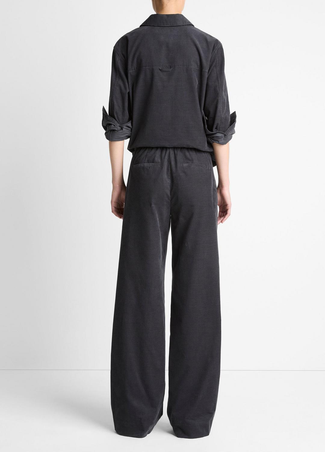 Cotton Corduroy Pull-On Pant in Wide Leg GRAPHITE | VINCE Women