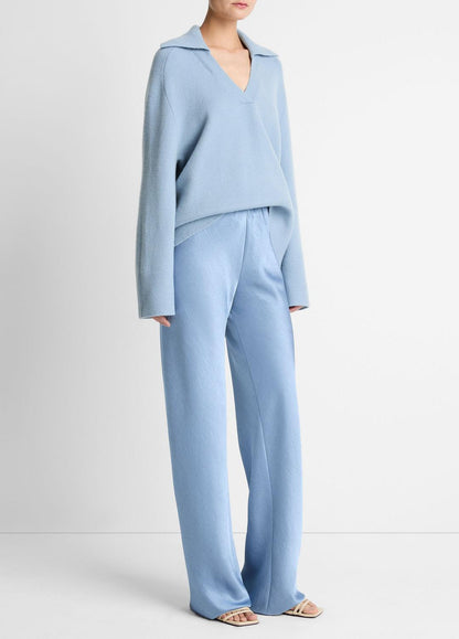 Colette High-Rise Fluid Satin Bias Pant in Trousers PACIFIC | VINCE Women