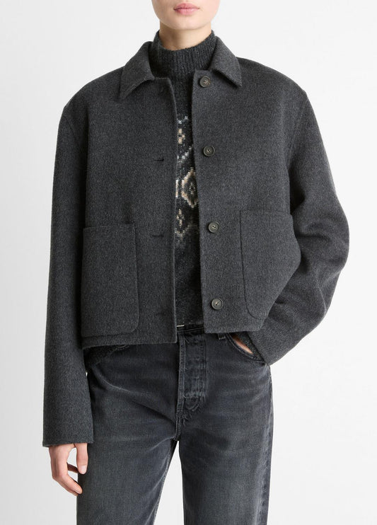 Wool & Cashmere-Blend Short Jacket in Jackets CHARCOAL | VINCE Women