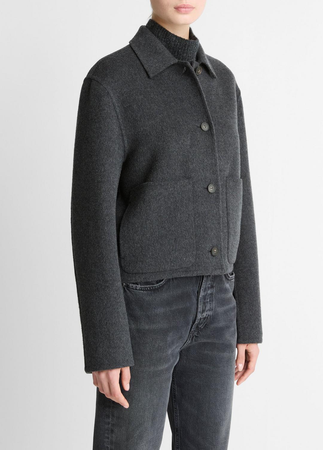 Wool & Cashmere-Blend Short Jacket in Jackets CHARCOAL | VINCE Women