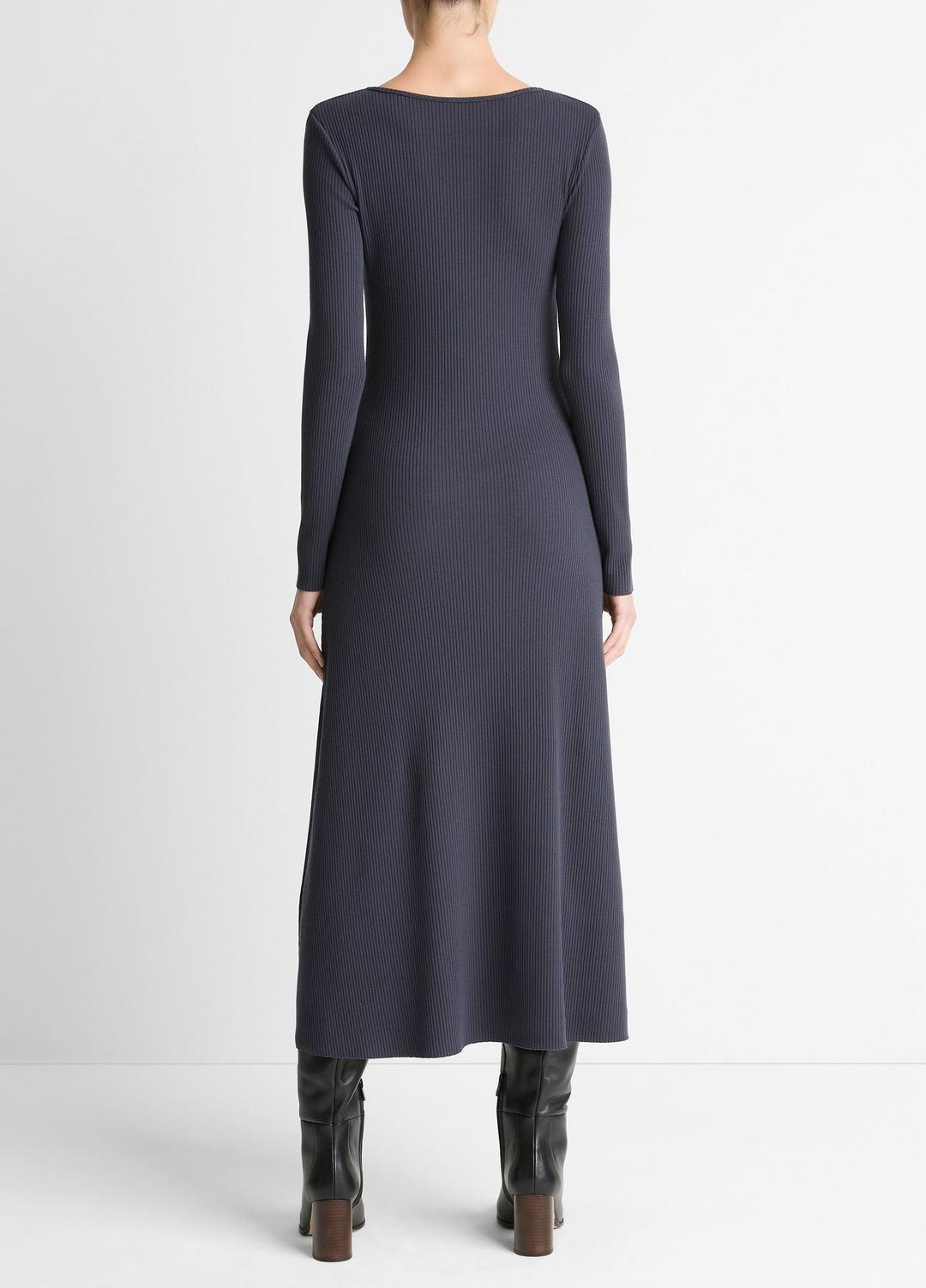 Ribbed Cotton-Blend Scoop-Neck Dress in Dresses NIGHT MARINE | VINCE Women