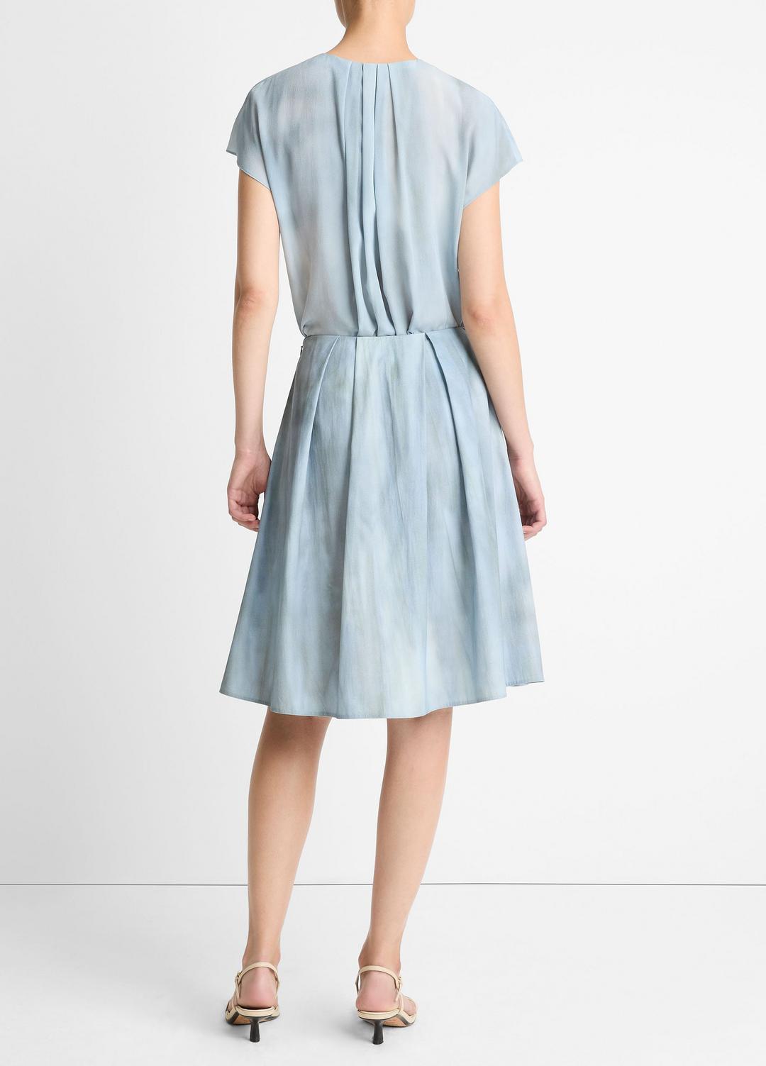 Washed Ombré Cotton Pleated Knee Skirt in Skirts AZURA WASH | VINCE Women