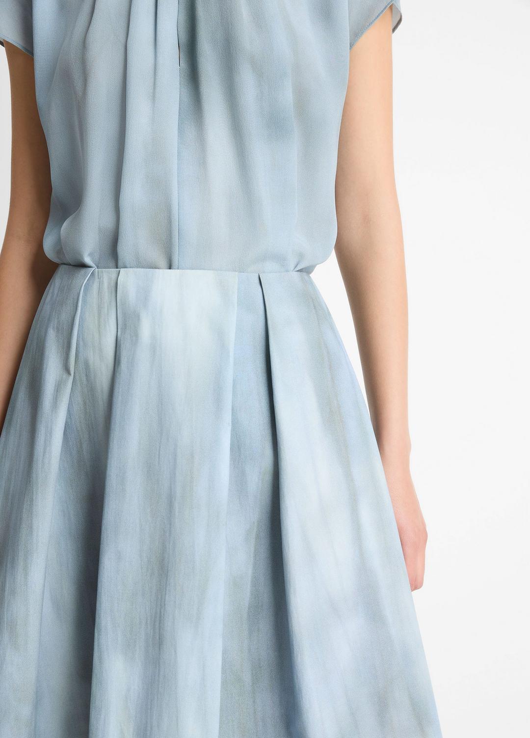 Washed Ombré Cotton Pleated Knee Skirt in Skirts AZURA WASH | VINCE Women