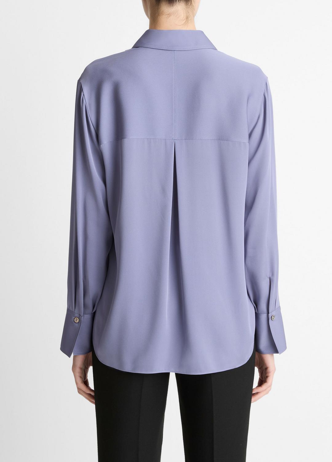 Stretch-Silk Button-Front Blouse in Long Sleeve MAUVE IRIS | VINCE Women