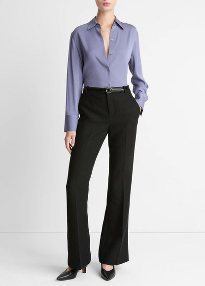 Stretch-Silk Button-Front Blouse in Long Sleeve MAUVE IRIS | VINCE Women