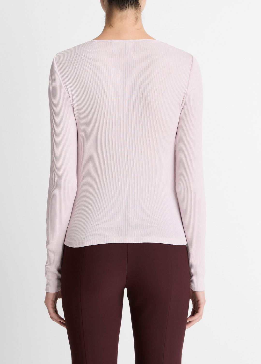 Ribbed Pima Cotton Long-Sleeve T-Shirt in Long Sleeve IRIS QUARTZ | VINCE Women