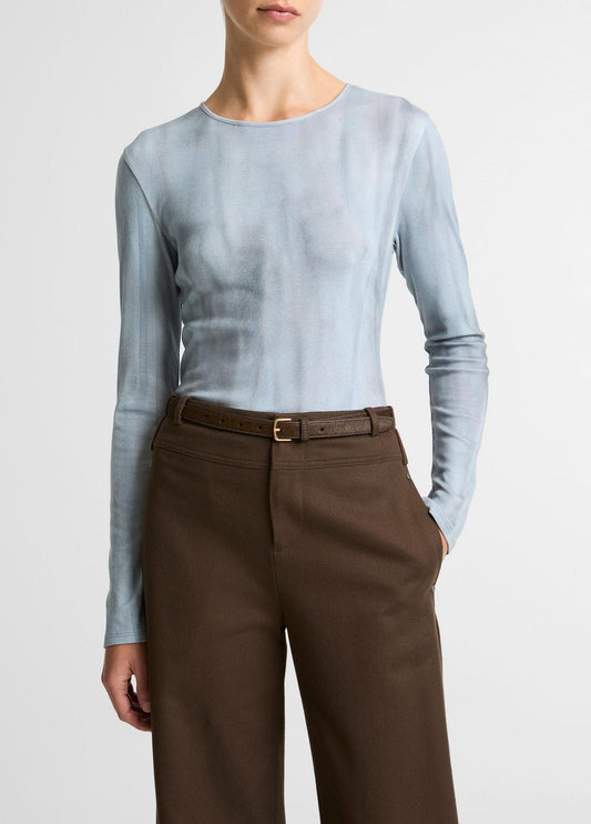 Washed Ombré Pima Cotton-Blend Long-Sleeve T-Shirt in Long Sleeve AZURA WASH | VINCE Women