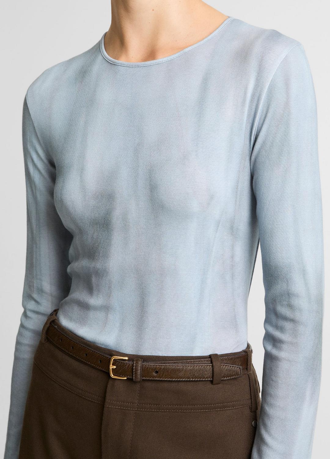 Washed Ombré Pima Cotton-Blend Long-Sleeve T-Shirt in Long Sleeve AZURA WASH | VINCE Women