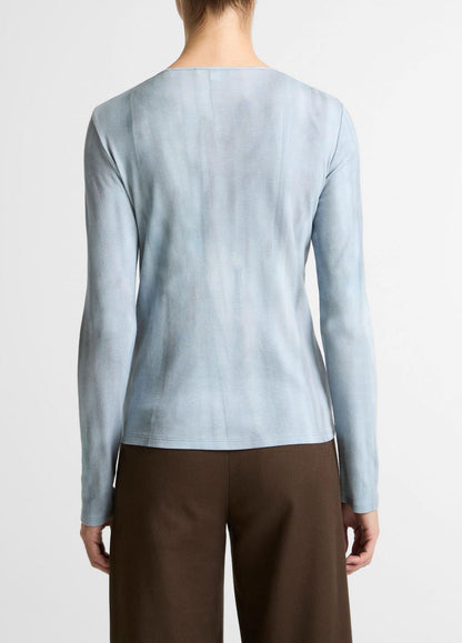 Washed Ombré Pima Cotton-Blend Long-Sleeve T-Shirt in Long Sleeve AZURA WASH | VINCE Women