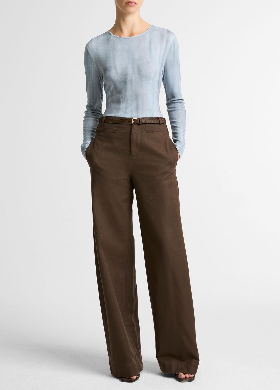 Washed Ombré Pima Cotton-Blend Long-Sleeve T-Shirt in Long Sleeve AZURA WASH | VINCE Women