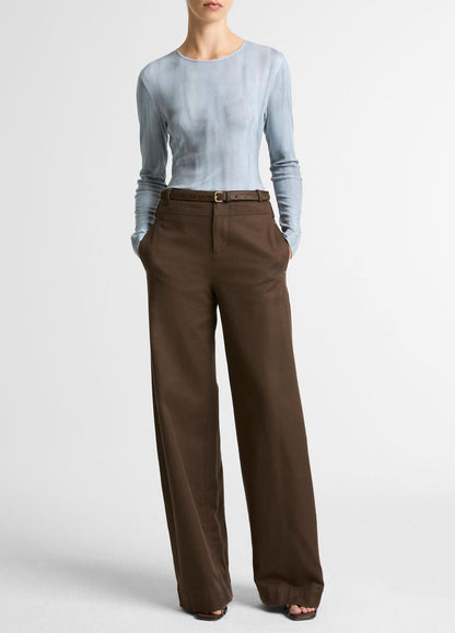 Washed Ombré Pima Cotton-Blend Long-Sleeve T-Shirt in Long Sleeve AZURA WASH | VINCE Women
