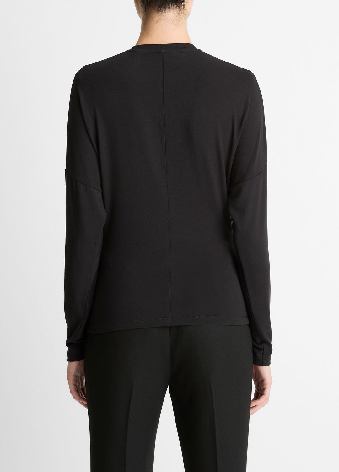 Fixed-Drape Long-Sleeve T-Shirt in Long Sleeve BLACK | VINCE Women