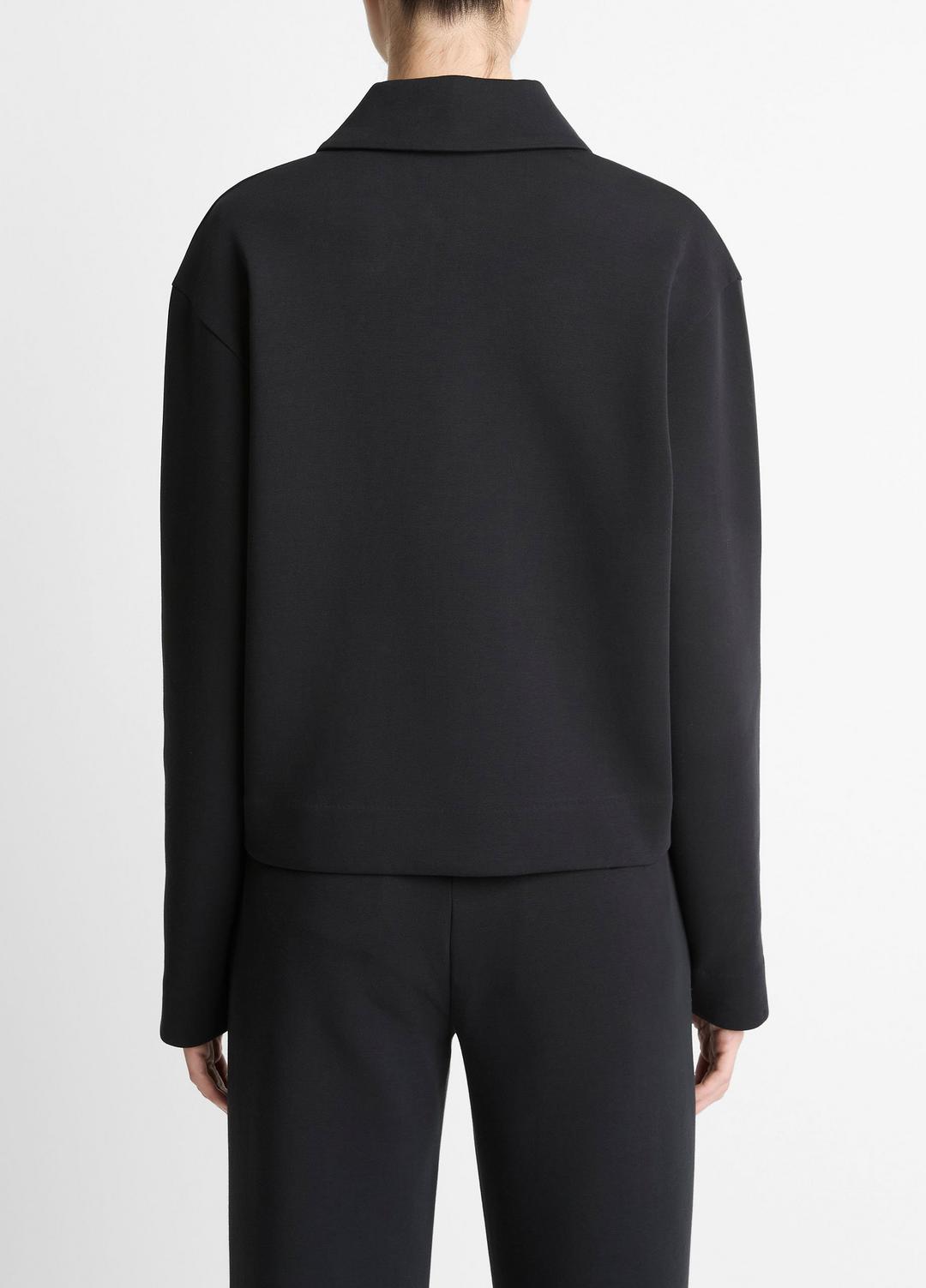 Cotton-Blend Half-Zip Pullover in Long Sleeve BLACK | VINCE Women