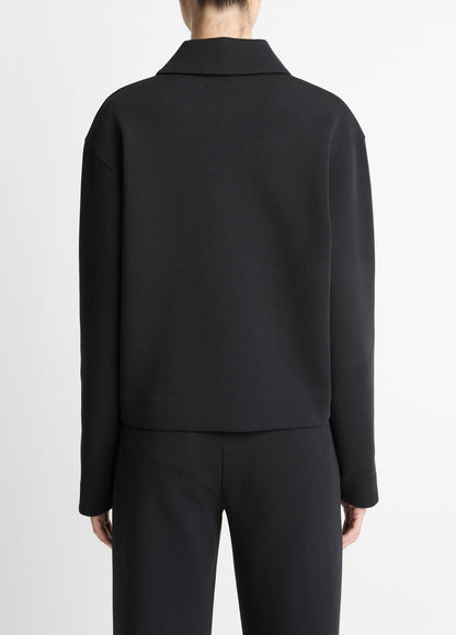 Cotton-Blend Half-Zip Pullover in Long Sleeve BLACK | VINCE Women