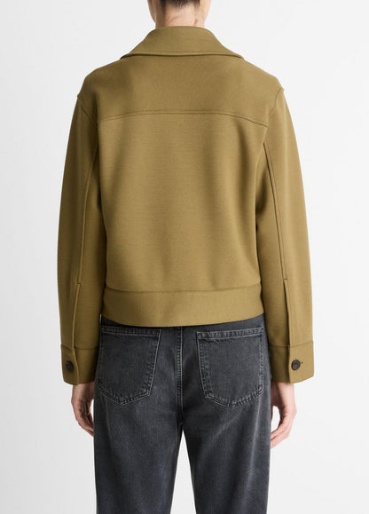 Double-Face Cropped Jacket in Jackets DARK OLIVE STONE | VINCE Women