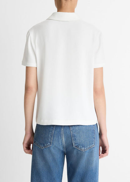 Crepe Polo Shirt in Short Sleeve OFF WHITE | VINCE Women