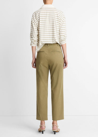 Avery Mid-Rise Italian Stretch-Cotton Chino Pant in Trousers OLIVE STONE | VINCE Women