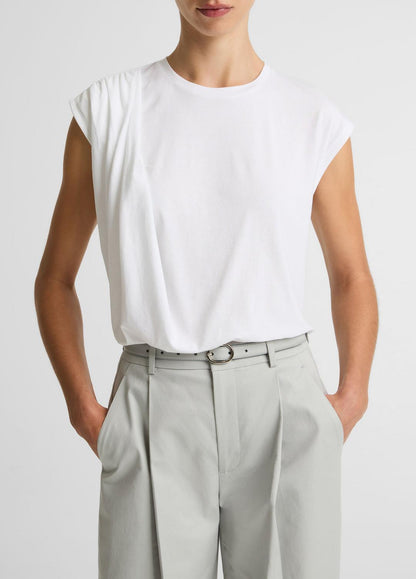 Pima Cotton-Blend Draped Relaxed Top in Tank Tops OPTIC WHITE | VINCE Women