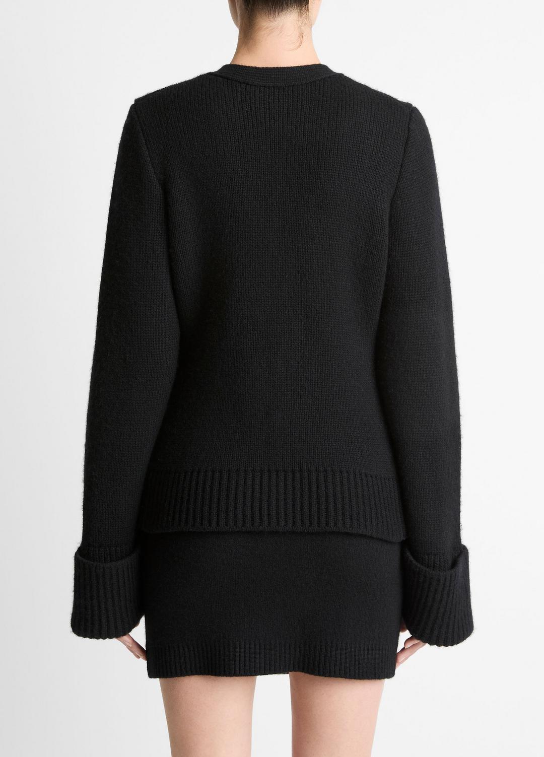 Double-Face Wool & Cashmere-Blend Cardigan in Cardigans BLACK | VINCE Women