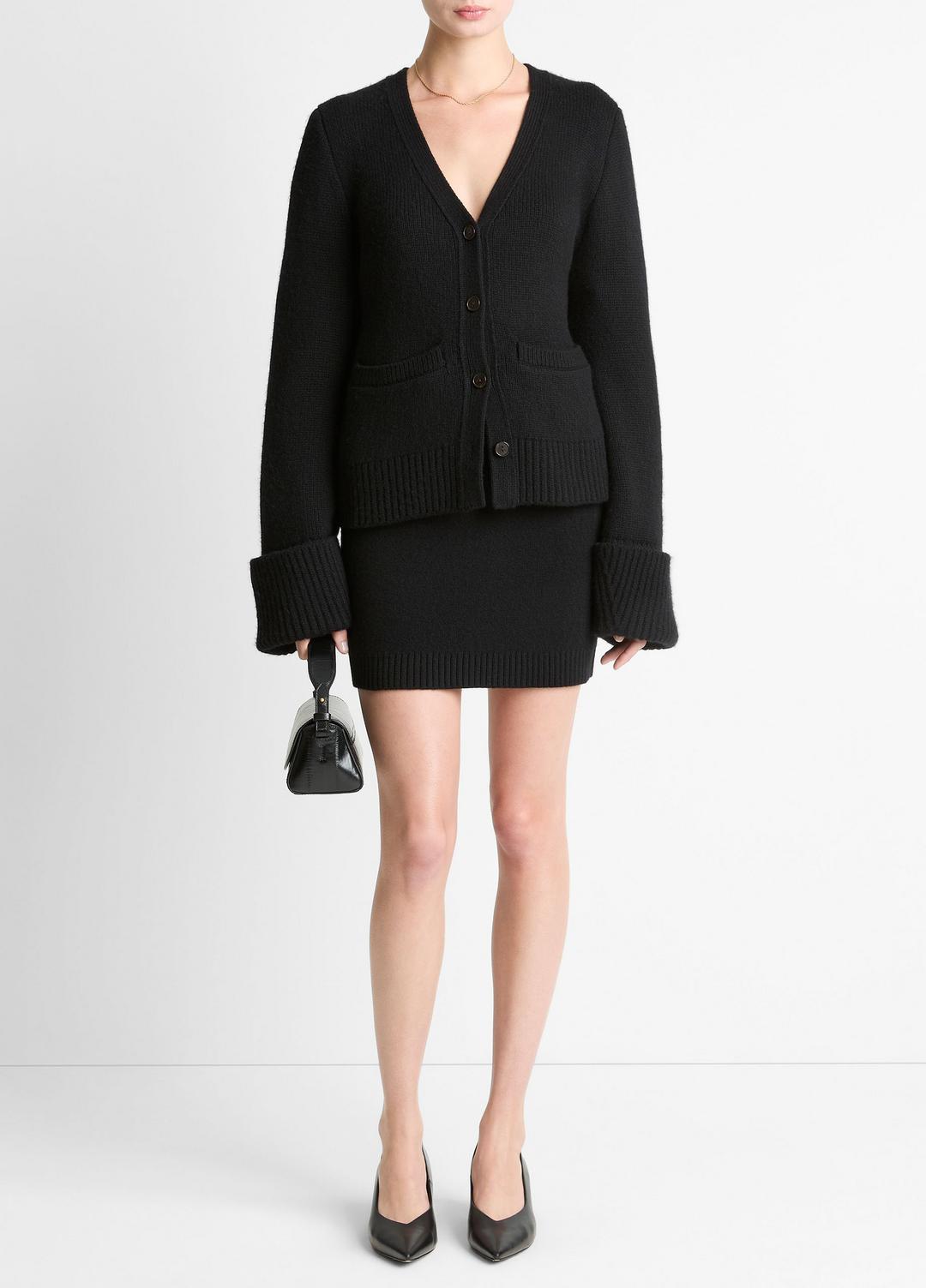 Double-Face Wool & Cashmere-Blend Cardigan in Cardigans BLACK | VINCE Women