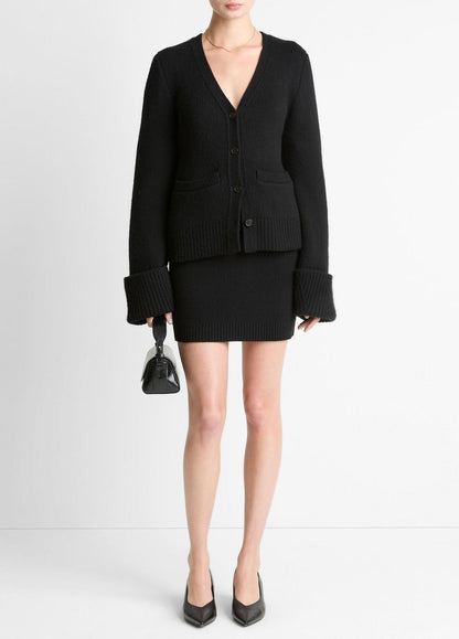 Double-Face Wool & Cashmere-Blend Cardigan in Cardigans BLACK | VINCE Women