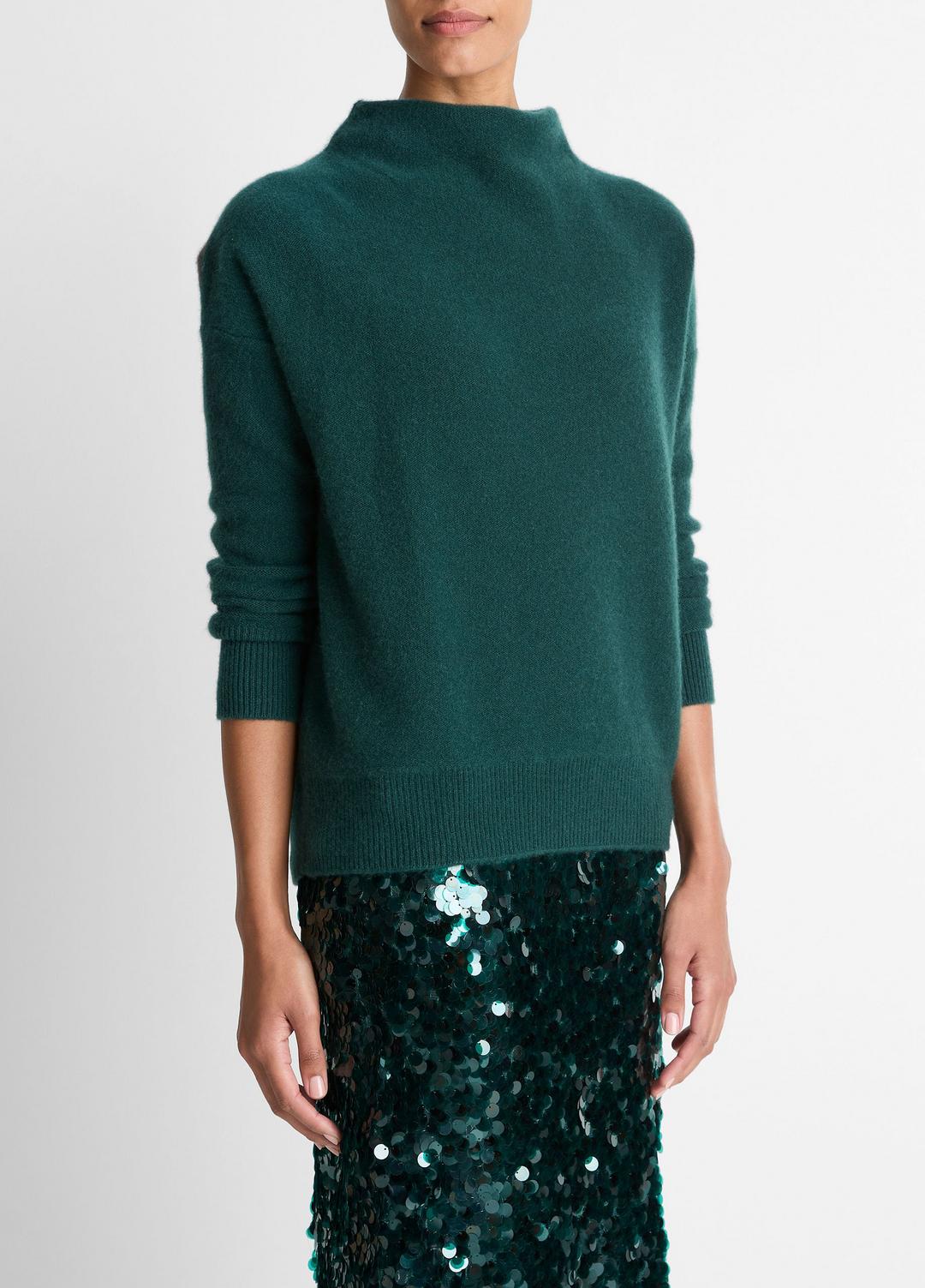 Plush Cashmere Funnel-Neck Sweater in Turtleneck JUNIPER | VINCE Women
