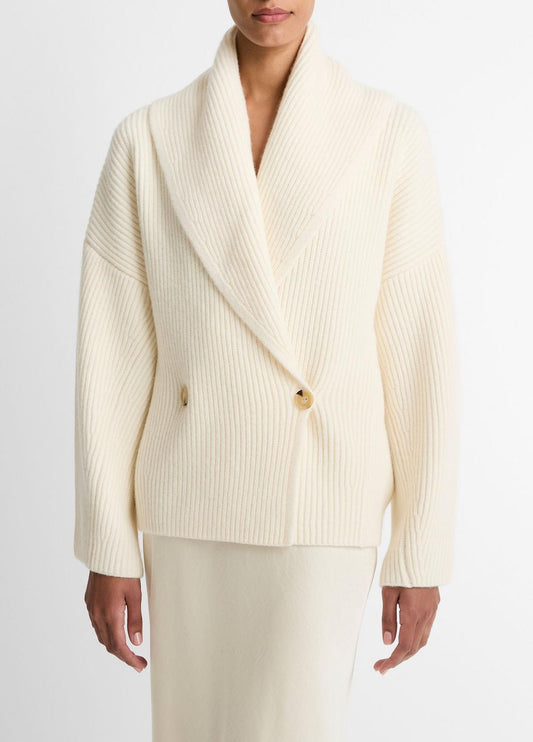 Wool-Blend Draped Sweater Coat in Sweaters OFF WHITE | VINCE Women