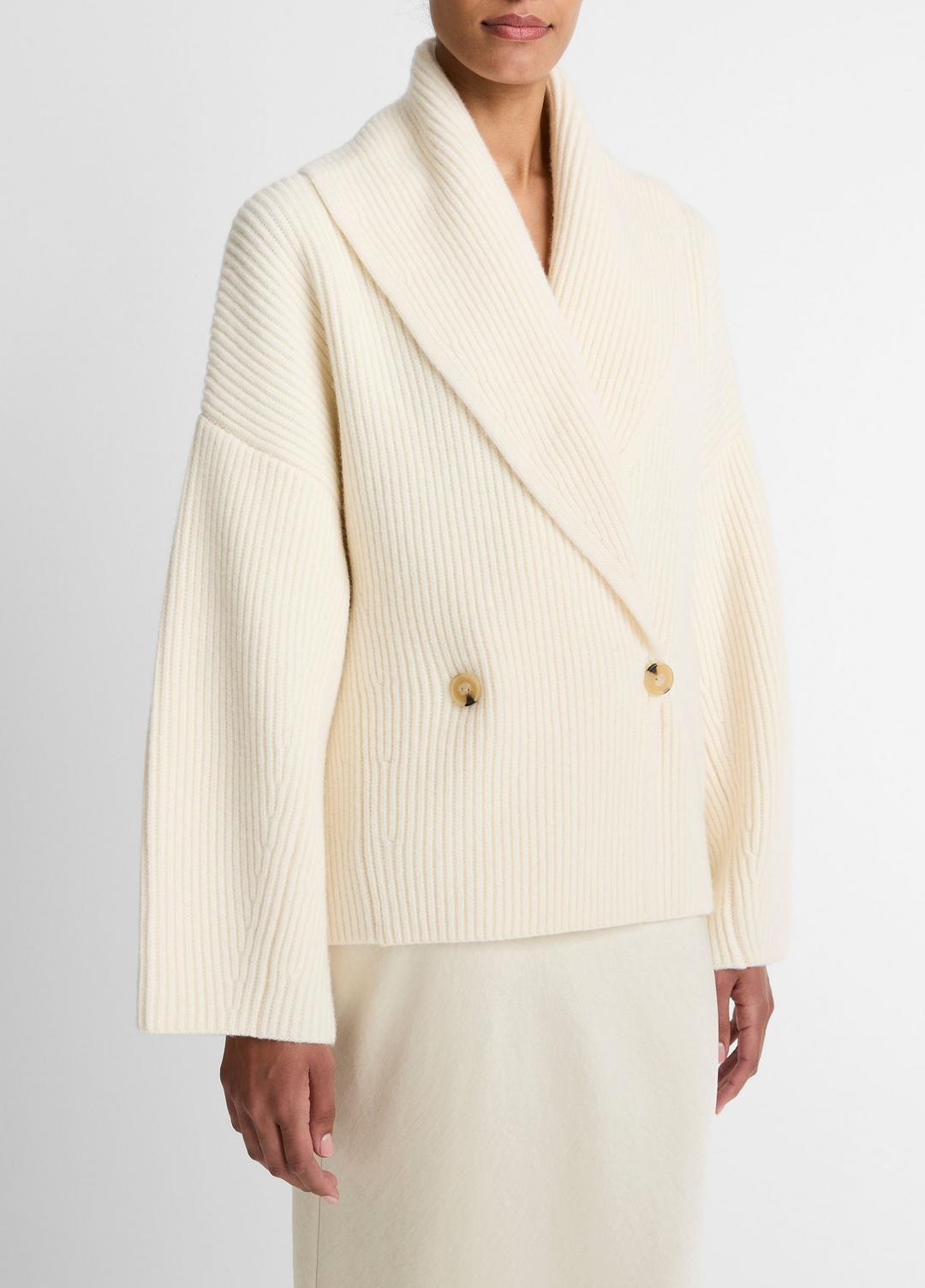 Wool-Blend Draped Sweater Coat in Sweaters OFF WHITE | VINCE Women