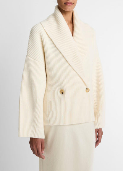 Wool-Blend Draped Sweater Coat in Sweaters OFF WHITE | VINCE Women